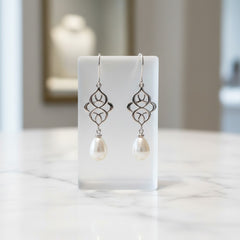 CELTIC KNOT BRIDAL EARRINGS - SILVER (CZER456)