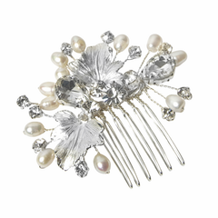 ATHENA COLLECTION - CRYSTAL EMBELLISHED  HAIR COMB - HC172 SILVER