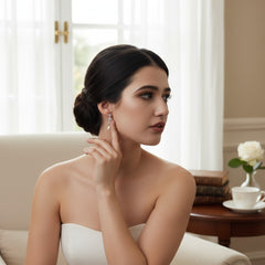 CUBIC ZIRCONIA COLLECTION - DAINTY PEARL EARRINGS - CZER458
