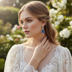 CUBIC ZIRCONIA COLLECTION - CRYSTAL SPLENDOUR EARRINGS - CZER393 BLUE