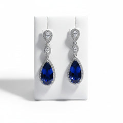 CUBIC ZIRCONIA COLLECTION - CRYSTAL SPLENDOUR EARRINGS - CZER393 BLUE