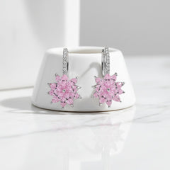 CUBIC ZIRCONIA COLLECTION - PETITE CRYSTAL SPARKLE EARRINGS - CZER461 PINK ROSE