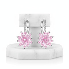 CUBIC ZIRCONIA COLLECTION - PETITE CRYSTAL SPARKLE EARRINGS - CZER461 PINK ROSE