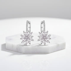 CUBIC ZIRCONIA COLLECTION - PETITE CRYSTAL SPARKLE EARRINGS - CZER461 SILVER