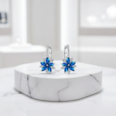 CUBIC ZIRCONIA COLLECTION - PETITE CRYSTAL SPARKLE EARRINGS - CZER461 SAPPHIRE