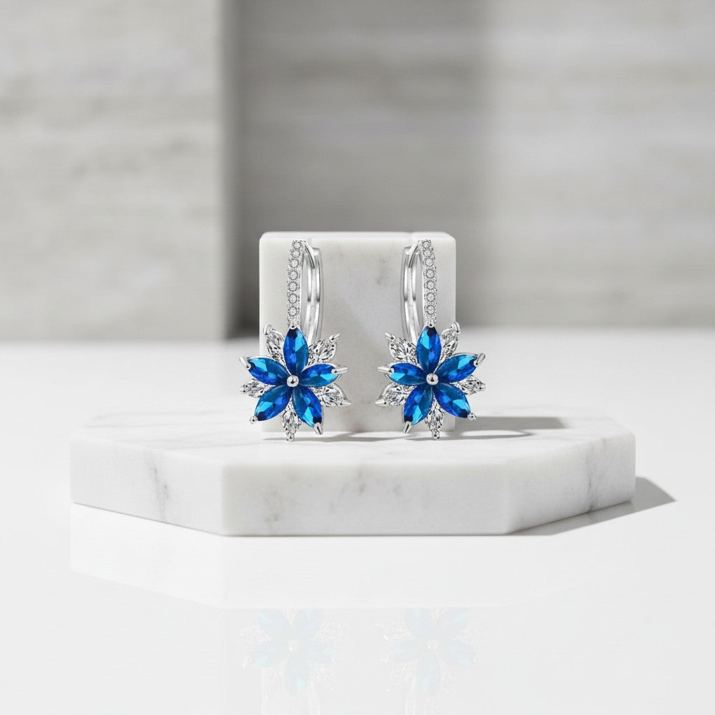 CUBIC ZIRCONIA COLLECTION - PETITE CRYSTAL SPARKLE EARRINGS - CZER461 SAPPHIRE
