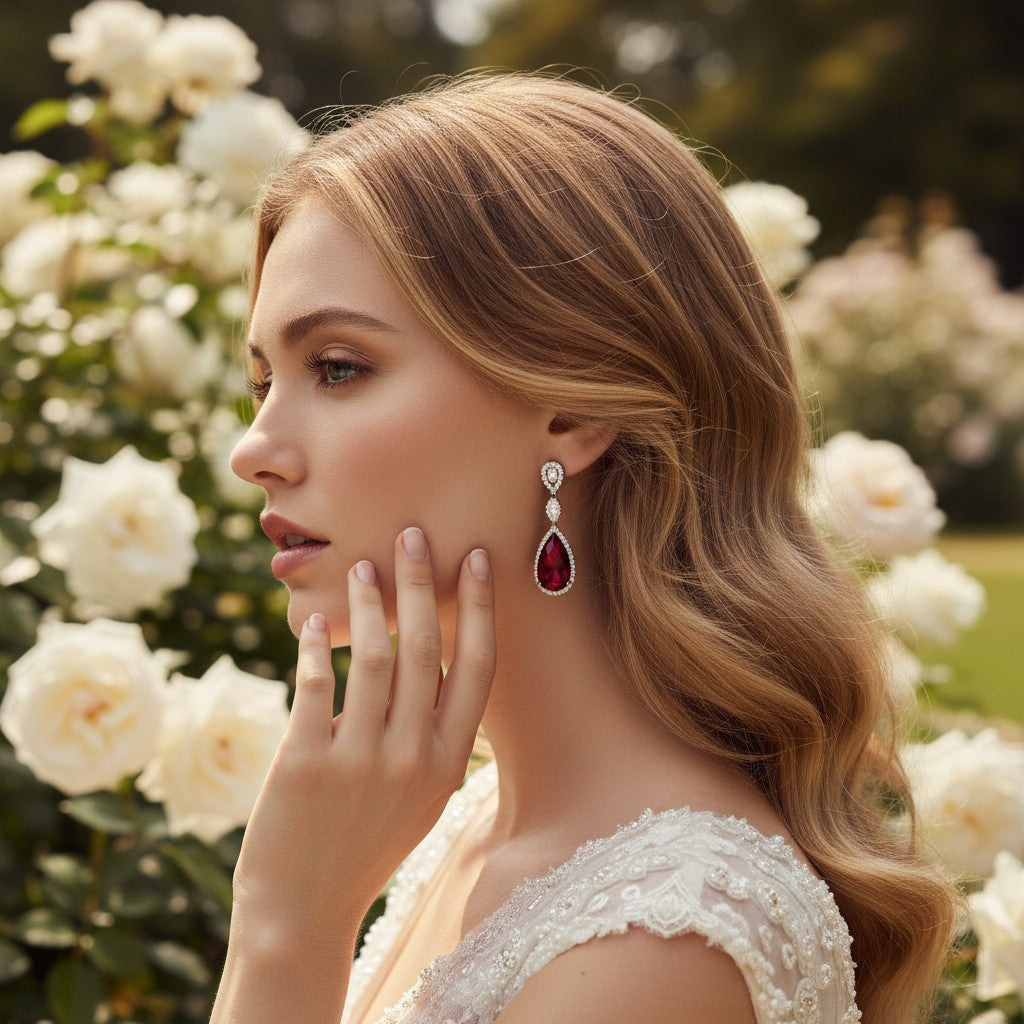 CUBIC ZIRCONIA COLLECTION - CRYSTAL SPLENDOUR EARRINGS - CZER393 EMERALD GREEN