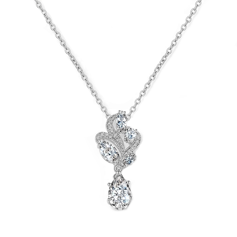 CUBIC ZIRCONIA COLLECTION - BEJEWELLED NECKLACE - CZNK77 SILVER