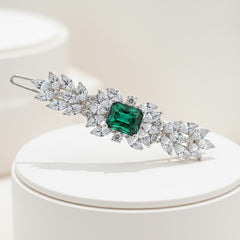 CZ COLLECTION - VINTAGE INSPIRED CRYSTAL CLIP - (CLIP 734) EMERALD GREEN