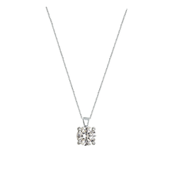 CUBIC ZIRCONIA COLLECTION - CRYSTAL SOLITAIRE NECKLACE SET - CZNK79 SILVER