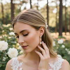 CUBIC ZIRCONIA COLLECTION - GLAM PEARL DROP EARRINGS - CZER363 ROSE GOLD