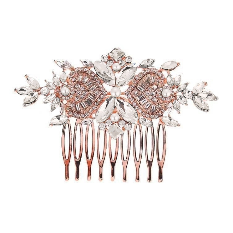 ATHENA COLLECTION - EXQUISITE CRYSTAL SPARKLE COMB - HC166 ROSE GOLD