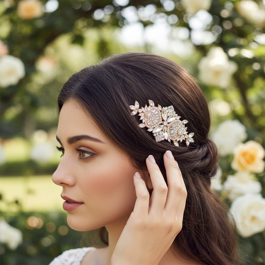 ATHENA COLLECTION - EXQUISITE CRYSTAL SPARKLE COMB - HC166 ROSE GOLD