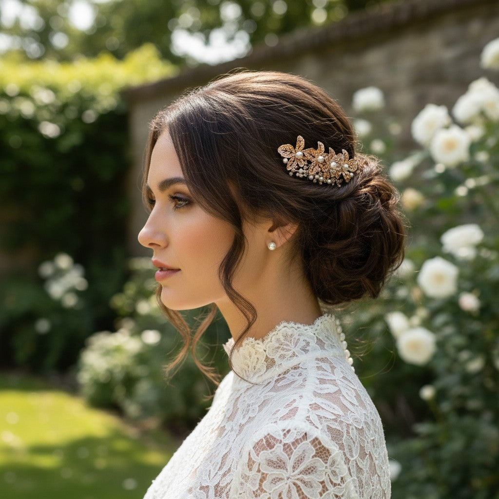 ATHENA COLLECTION - EXQUISITELY PEARL COMB - HC174 ROSE GOLD