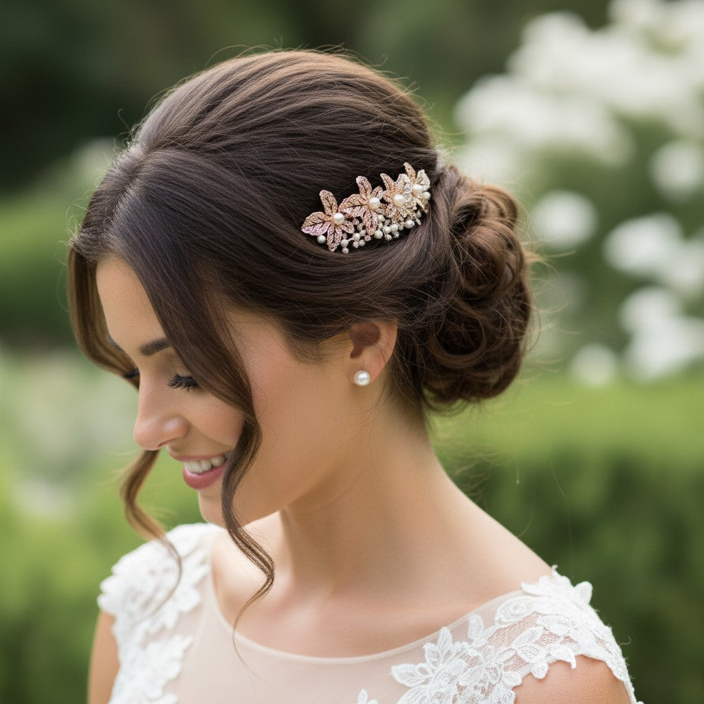 ATHENA COLLECTION - EXQUISITELY PEARL COMB - HC174 ROSE GOLD