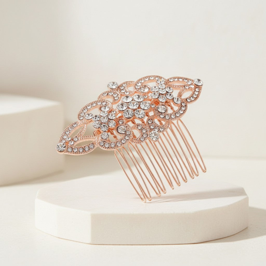 ATHENA COLLECTION - VINTAGE CRYSTAL COMB - HC175 Rose gold