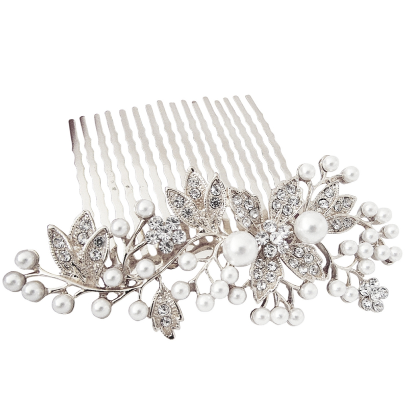 ATHENA COLLECTION - VINTAGE PEARL COMB - HC176 SILVER