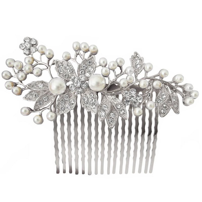 ATHENA COLLECTION - VINTAGE PEARL COMB - HC176 SILVER