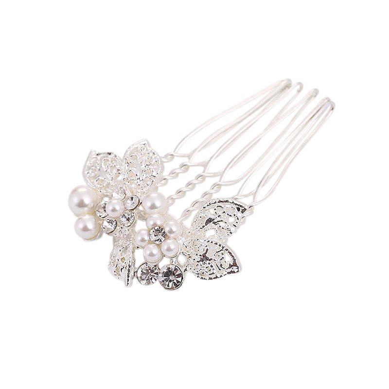 ATHENA COLLECTION - PAIR MINI VINTAGE HAIR COMBS - HC178 SILVER