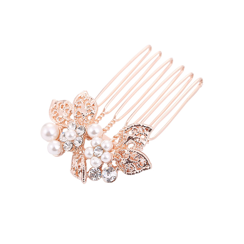 ATHENA COLLECTION - PAIR MINI VINTAGE HAIR COMBS - HC178 ROSE GOLD