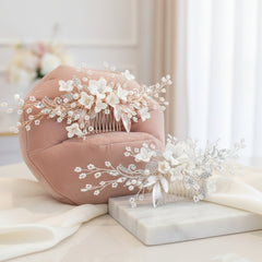 ATHENA COLLECTION -EXQUISITE FLORAL EMBELLISHED HAIR COMB COLLECTION - HC179