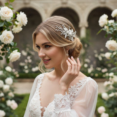 ATHENA COLLECTION -EXQUISITE FLORAL EMBELLISHED HAIR COMB COLLECTION - HC179
