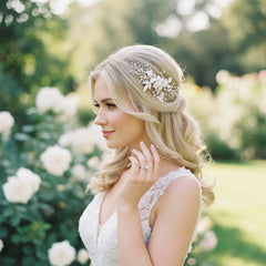 ATHENA COLLECTION -EXQUISITE FLORAL EMBELLISHED HAIR COMB - GOLD- HC173