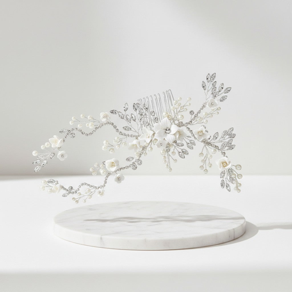 ATHENA COLLECTION - VINTAGE LUXE HAIR COMB - SILVER - HC180