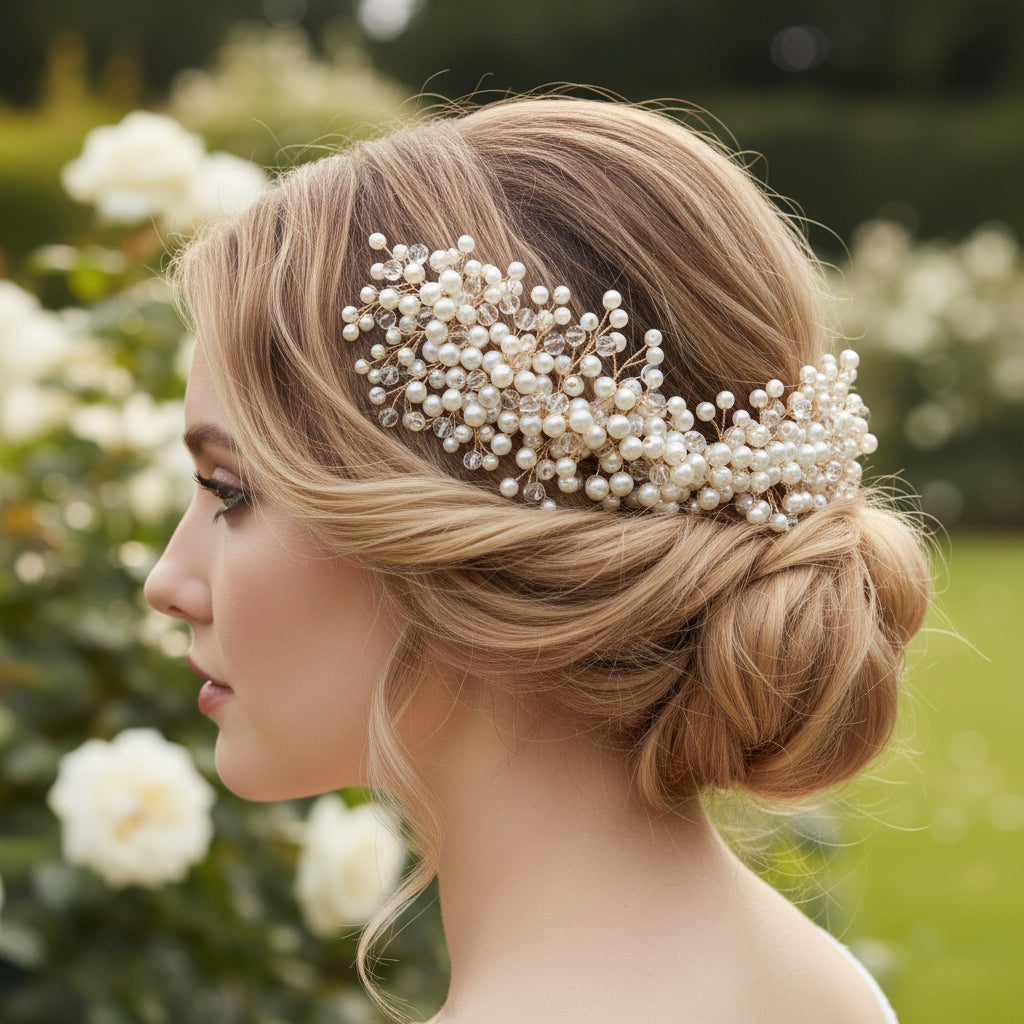 ATHENA COLLECTION - LUX PEARL CLUSTER COMB - HC182 (GOLD)
