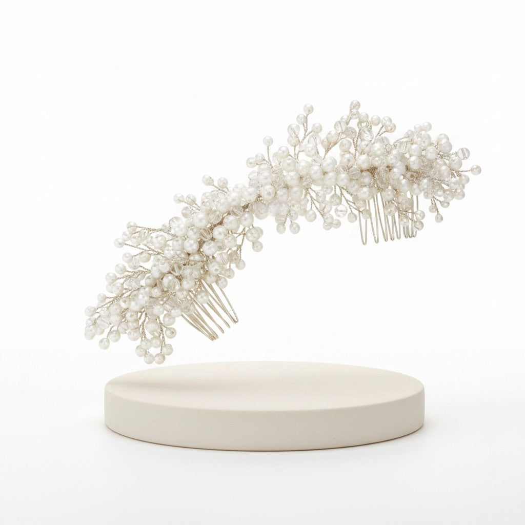 ATHENA COLLECTION - LUX PEARL CLUSTER COMB - HC182 (SILVER)