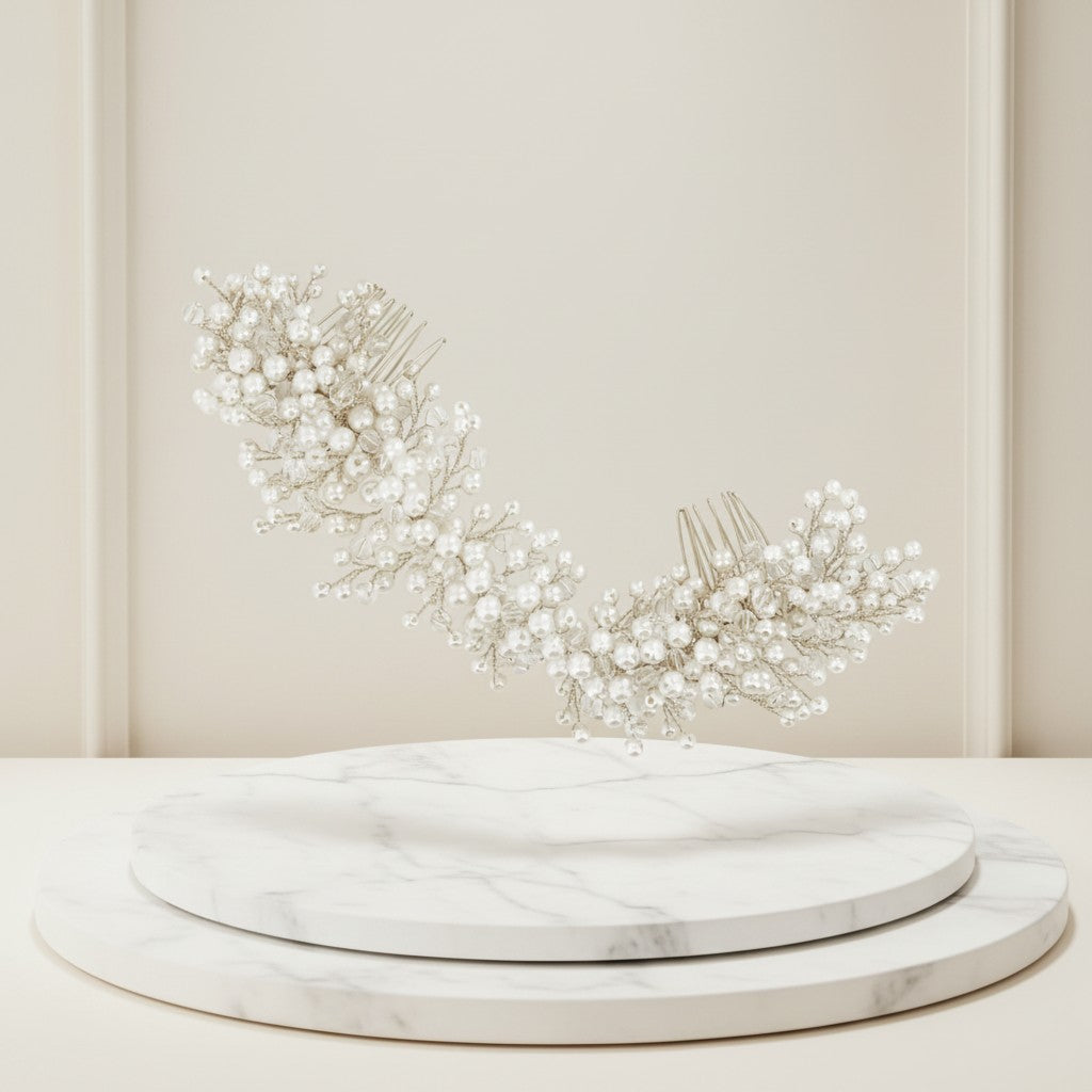 ATHENA COLLECTION - LUX PEARL CLUSTER COMB - HC182 (SILVER)