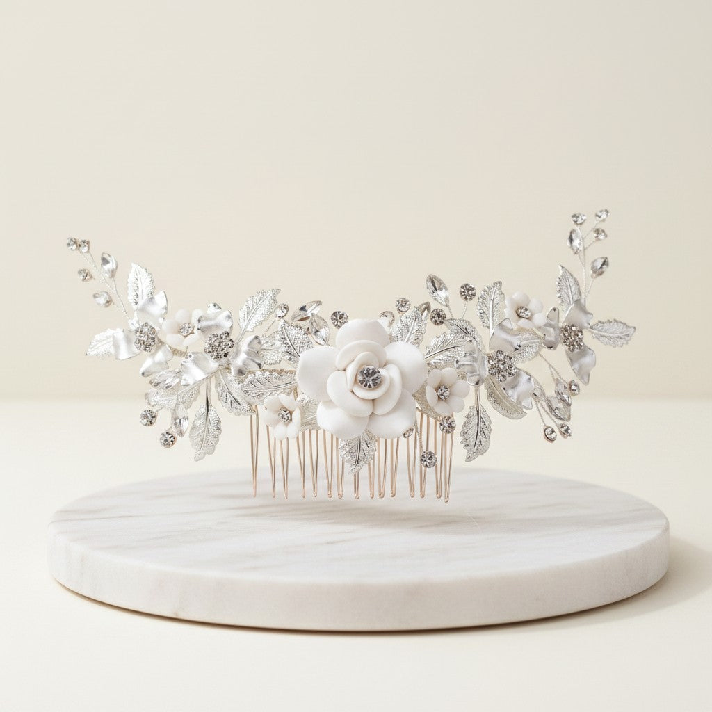 ATHENA COLLECTION - VINTAGE DREAM HAIR COMB - SILVER (HC183)