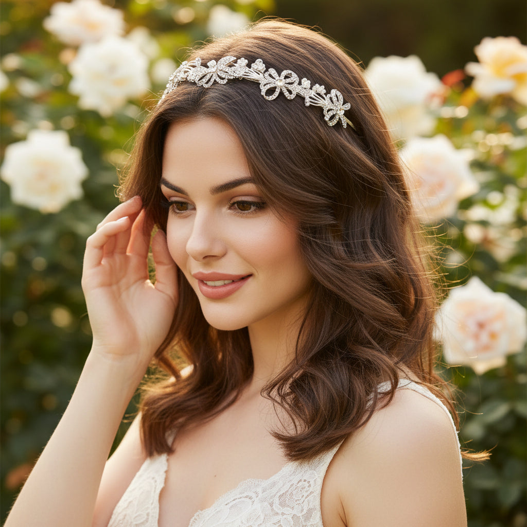 ATHENA COLLECTION - CHIC CRYSTAL TREASURE HEADBAND AHB-2 SILVER
