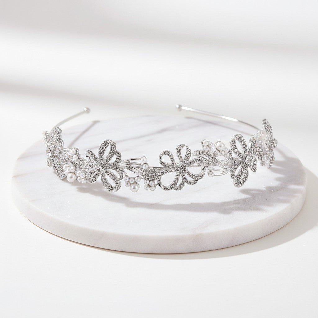 ATHENA COLLECTION - CHIC CRYSTAL TREASURE HEADBAND AHB-2 SILVER