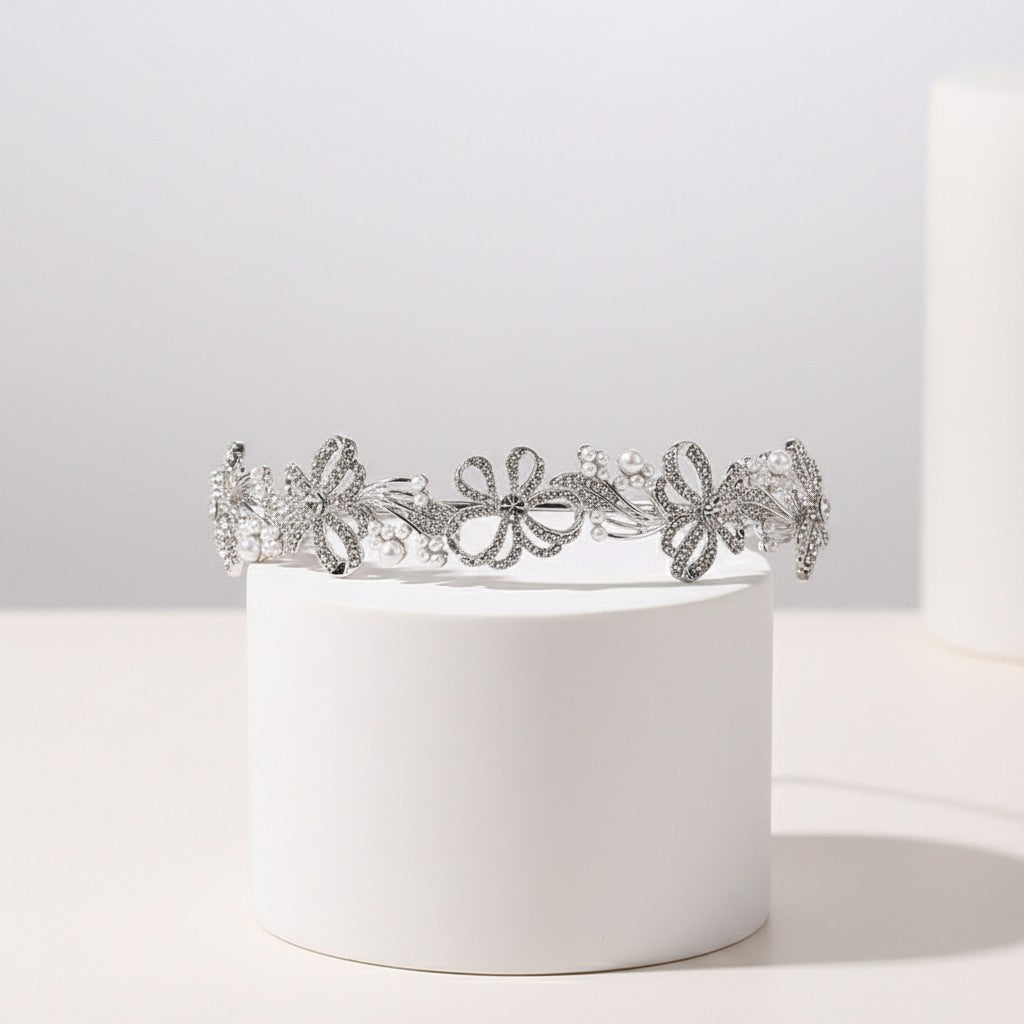 ATHENA COLLECTION - CHIC CRYSTAL TREASURE HEADBAND AHB-2 SILVER