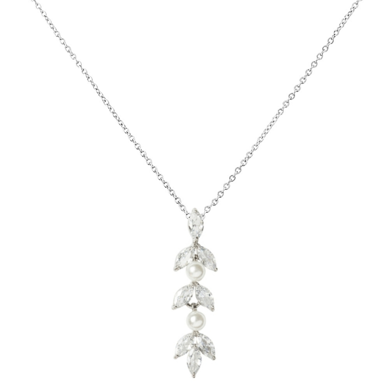 CUBIC ZIRCONIA COLLECTION - DAINTY PEARLNECKLACE - CZNK81