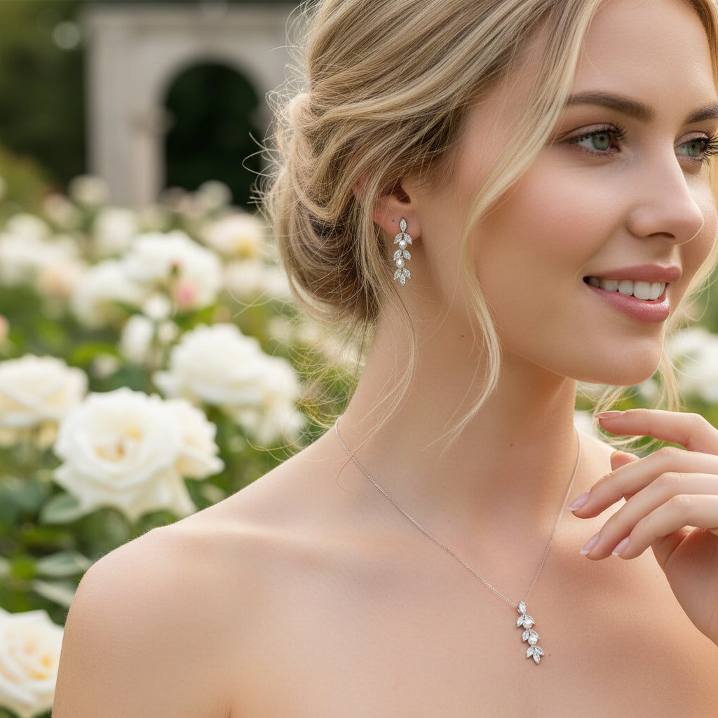 CUBIC ZIRCONIA COLLECTION - DAINTY PEARLNECKLACE - CZNK81