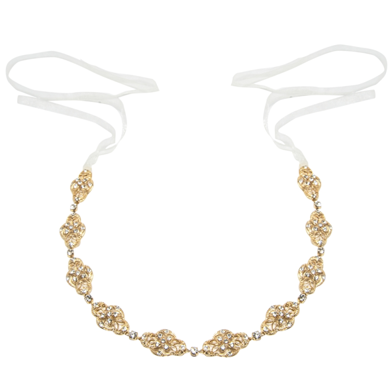 SASSB COLLECTION - CELINE- CRYSTAL CHIC HEADPIECE HP11- SASSB 14K GOLD PLATED