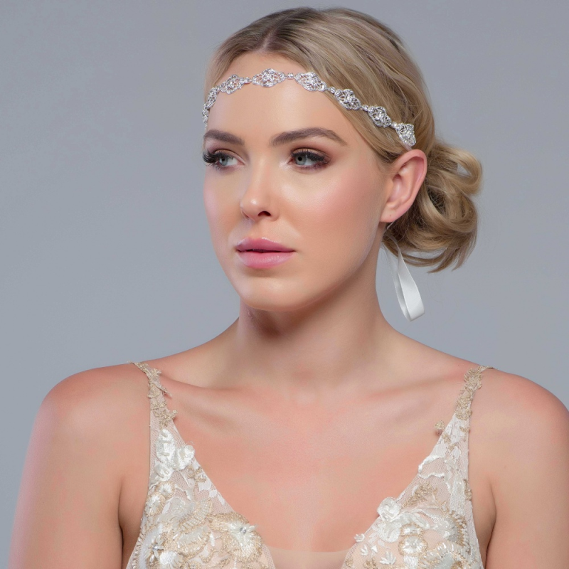SASSB COLLECTION - CELINE- CRYSTAL CHIC HEADPIECE HP11- SASSB 14K GOLD PLATED