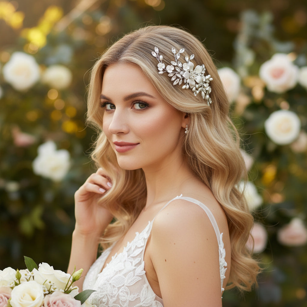 ATHENA COLLECTION -EXQUISITE ROMANCE HAIR COMB - SILVER - HC161