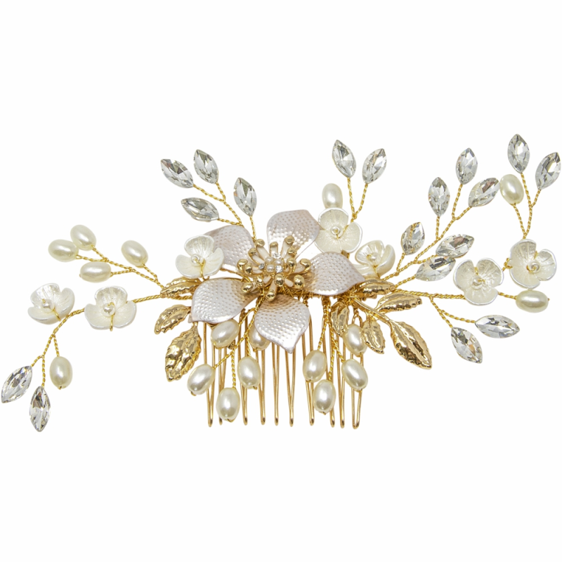ATHENA COLLECTION -EXQUISITE ROMANCE HAIR COMB - GOLD - HC161