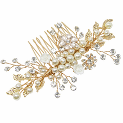ATHENA COLLECTION - ETERNALLY PEARL HAIR COMB - HC160 GOLD