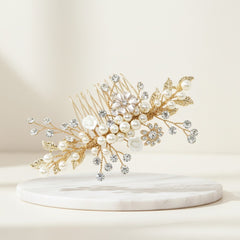 ATHENA COLLECTION - ETERNALLY PEARL HAIR COMB - HC160 GOLD