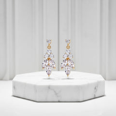 CUBIC ZIRCONIA COLLECTION - DAINTY SPARKLE DROP EARRINGS - CZER441  GOLD