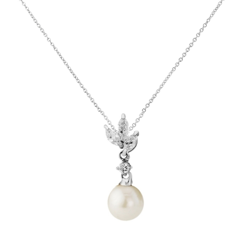 CUBIC ZIRCONIA COLLECTION - VINTAGE CHIC NECKLACE - CZNK83 - SILVER