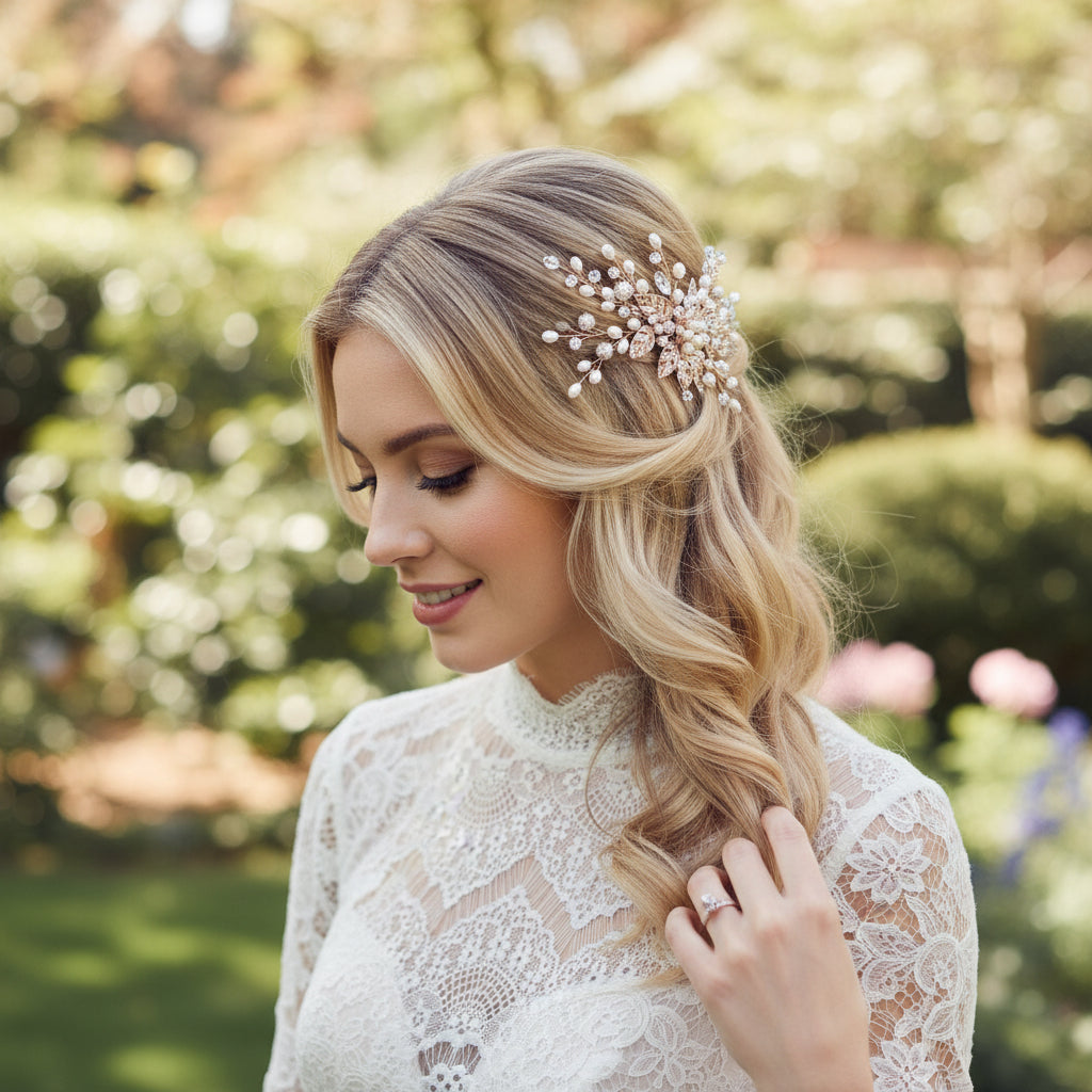 ATHENA COLLECTION - CRYSTAL EXTRAVAGANCE HAIR COMB - HC152 ( GOLD)