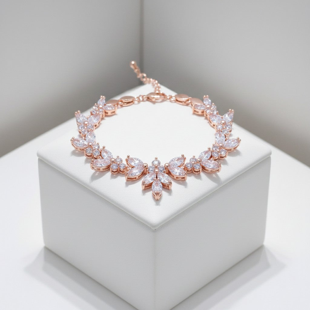 CUBIC ZIRCONOA COLLECTION - VINTAGE SPARKLE BRACELET - (CZBRA33) ROSE GOLD
