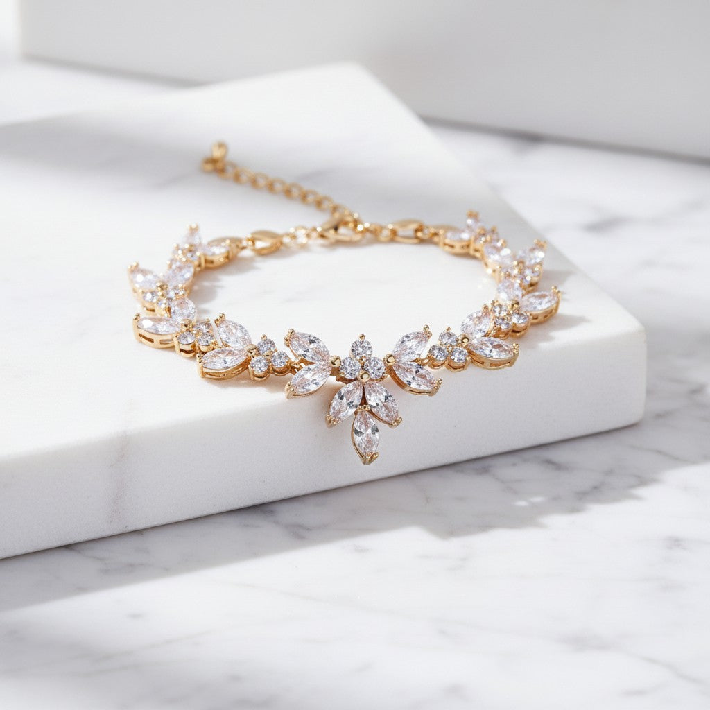 CUBIC ZIRCONOA COLLECTION - VINTAGE SPARKLE BRACELET - (CZBRA33) GOLD