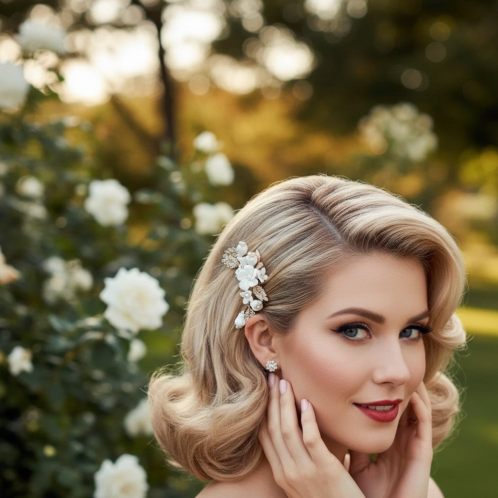 ATHENA COLLECTION - EXQUISITE LUXE FLOWER HAIR PIN - (PIN39) - GOLD
