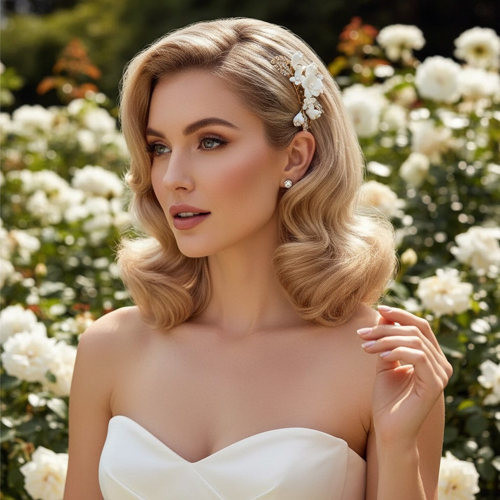 ATHENA COLLECTION - EXQUISITE LUXE FLOWER HAIR PIN - (PIN39) - GOLD